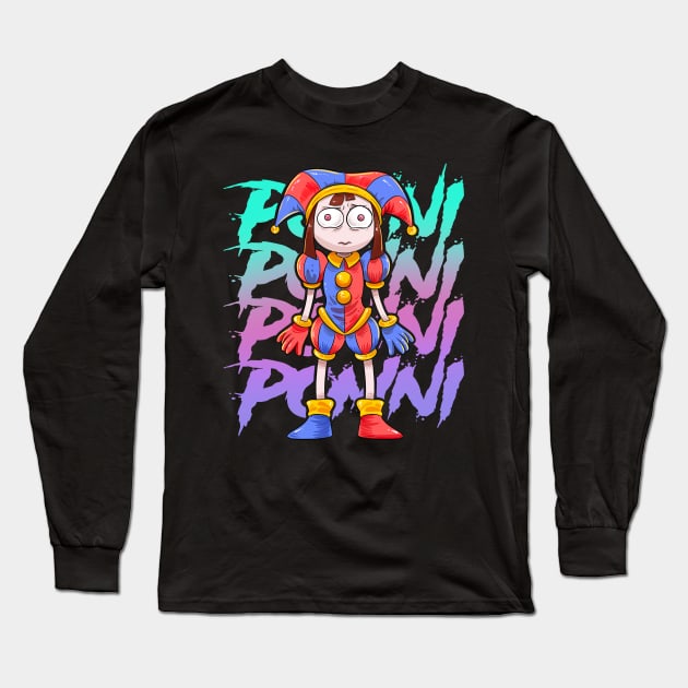 The amazing digital circus powni Long Sleeve T-Shirt by Draw For Fun 